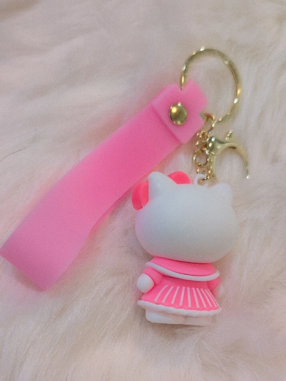 Hello Kitty Pink Silicone Bag Charm Keychain